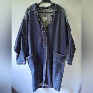 Vintage 1980s Denim Jean Long Jacket
